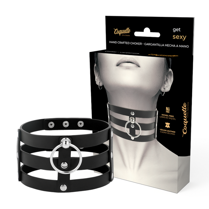 Coquette Chic Desire - Choker Cuero Vegano Estilo Fetish
