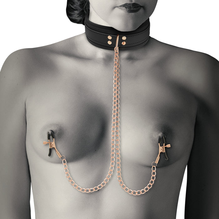 Coquette Chic Desire - Fantasy Collar Con Pinzas Pezones Con Forro De Neopreno
