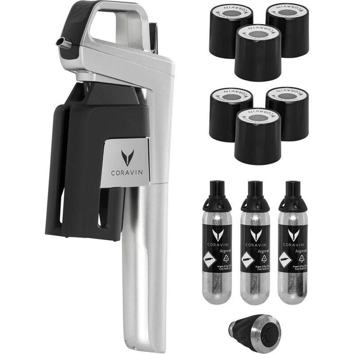 Coravin Wine System  Silver Timeless Six + 12 Pcs.