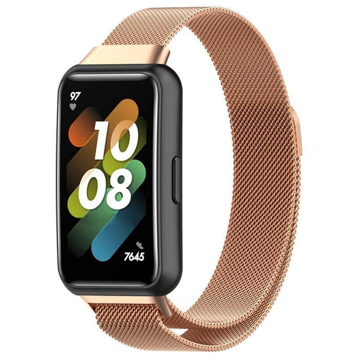 Correa Huawei Band 7 Milanesa Magnética Dorado Rosa