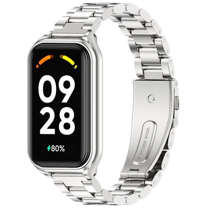 Correa Metal Eslabones Xiaomi Mi Smart Band 8 Active / Redmi Smart Band 2 Plata