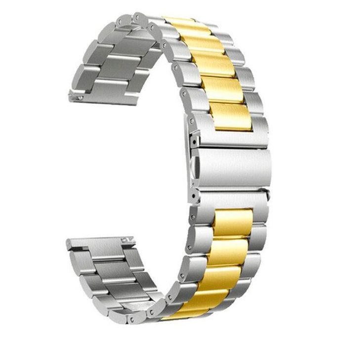 Correa Universal Metal Eslabones Dual 20mm Para Smartwatch Xiaomi/Amazfit/Samsung/Huawei/Realme/Ticwatch (Dorado)