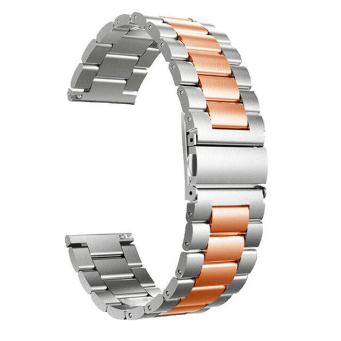 Correa Universal Metal Eslabones Dual 20mm Para Smartwatch Xiaomi/Amazfit/Samsung/Huawei/Realme/Ticwatch (Rosa)