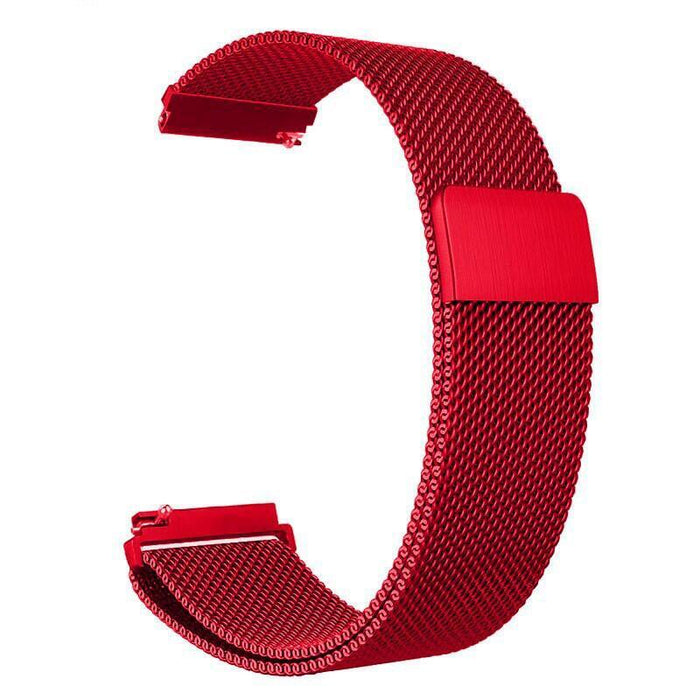 Correa Universal Metal Milanesa 22mm Para Smartwatch Xiaomi/Amazfit/Samsung/Huawei/Realme/Ticwatch (Rojo)
