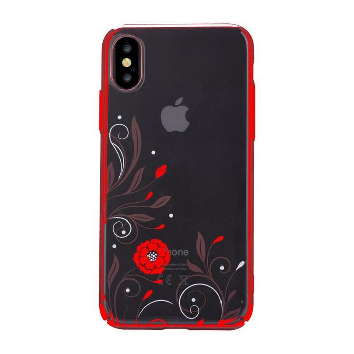 Cover Con Swarovski Crystal Petunia Per Iphone X Rossa