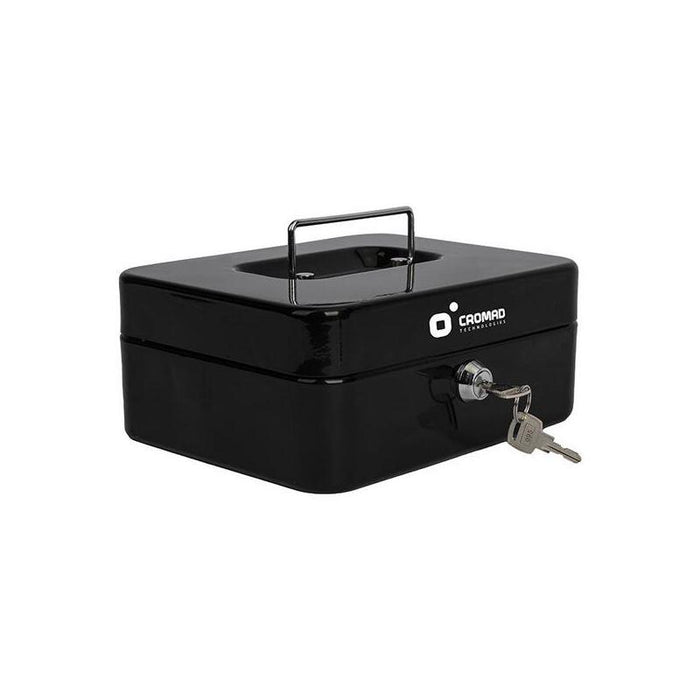 Cromad Cr1224 Caja De Caudales Metalica - Cerradura De Llave - 3 Compartimentos - Asa De Transporte - 90x200x160mm