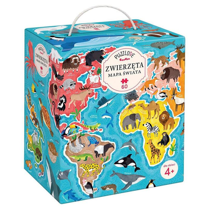 Czuczu Puzzlove - World  Map - Animals 60 Pcs