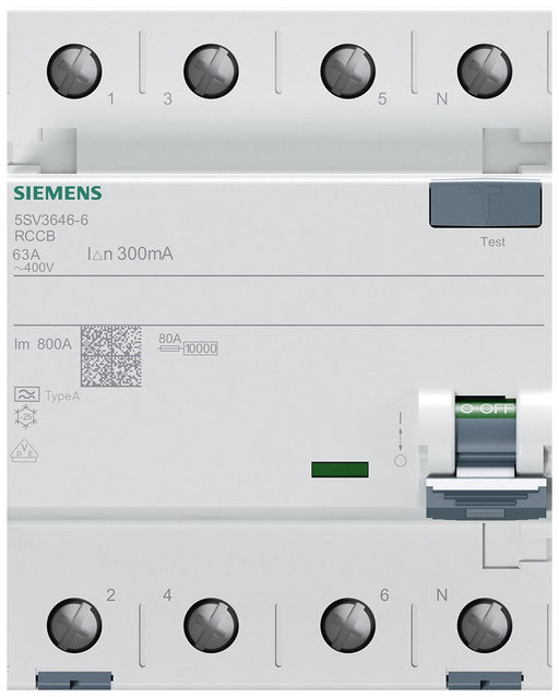 EAN 4001869427867 - Siemens 5SV36466 5SV3646-6 FI-Schutzschalter A 4polig 63 A 0.3 A 400 V corta circuito 4P imagen 2