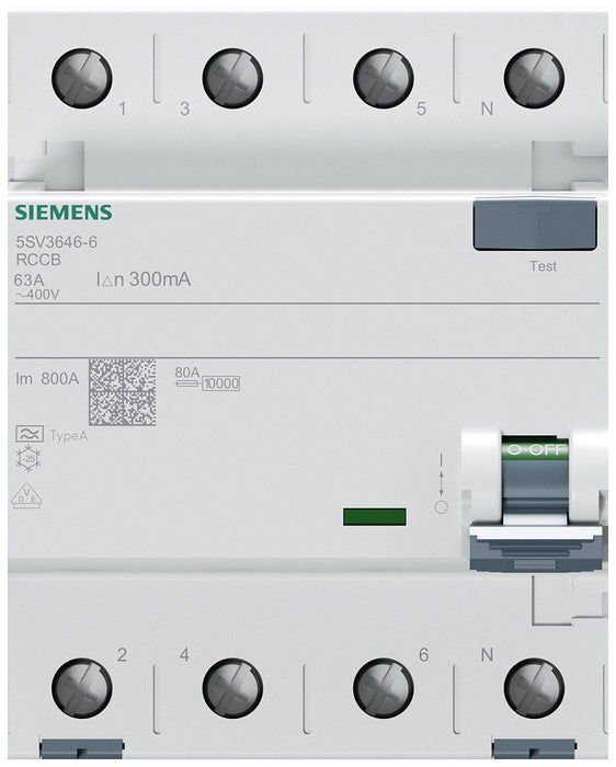 EAN 4001869427867 - Siemens 5SV36466 5SV3646-6 FI-Schutzschalter A 4polig 63 A 0.3 A 400 V corta circuito 4P imagen 2