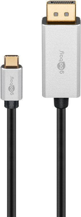 EAN 4040849601767 - Goobay 60176 adaptador de cable de vídeo 2 m USB Tipo C DisplayPort Negro, Plata imagen 1