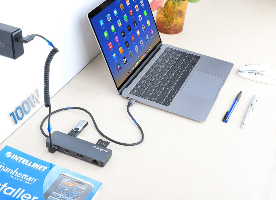 EAN 766623190459 - Manhattan 190459 base para portátil y replicador de puertos Alámbrico USB 3.2 Gen 1 (3.1 Gen 1) Type-C Gri imagen 8