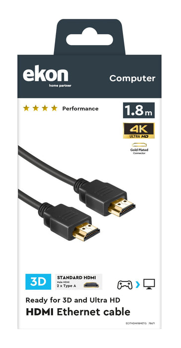 EAN 8018417278471 - Ekon ECITHDMI18METG cable HDMI 1,8 m HDMI tipo A (Estándar) Negro imagen 3