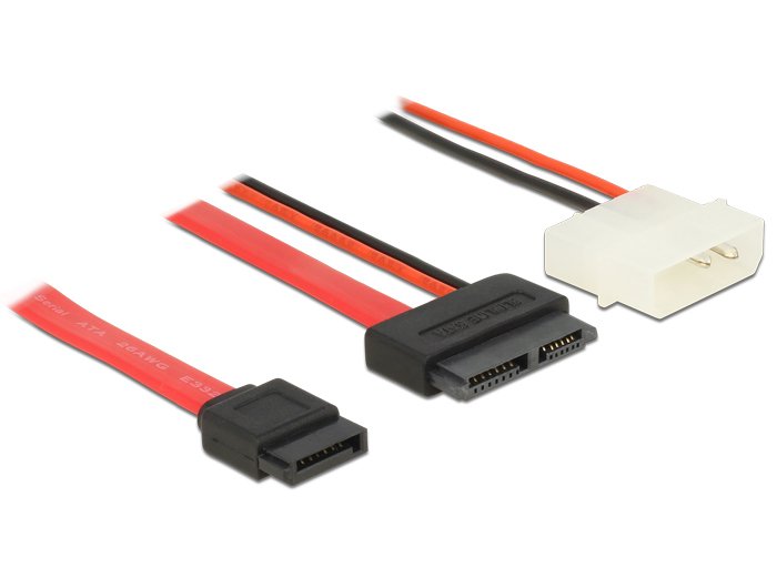 EAN 4043619847907 - DeLOCK 84790 cable de SATA 0,5 m SATA 13-pin SATA 7-pin + Molex (4-pin) Negro, Rojo imagen 1