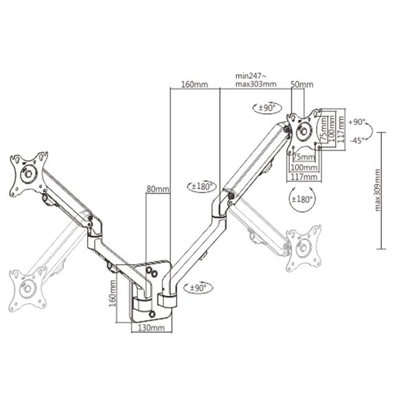 EAN 8716309126120 - Gembird MA-WA2-01 soporte para monitor 68,6 cm (27") Pared Negro imagen 3
