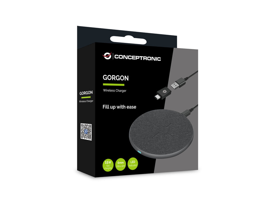 EAN 4015867229149 - Conceptronic GORGON03G cargador de dispositivo móvil Auriculares, Smartphone Gris USB Cargador inalámbric imagen 3