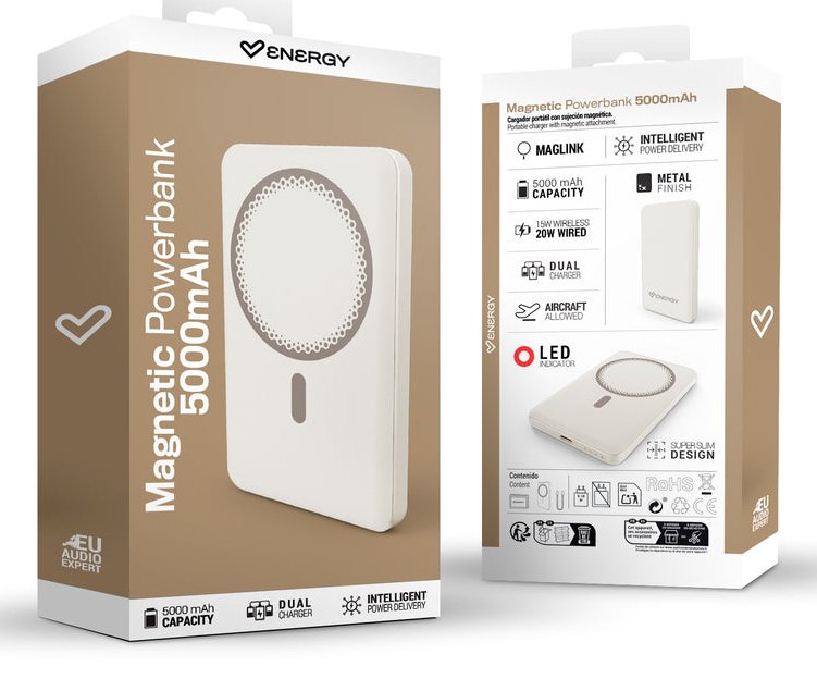 EAN 8432426500765 - Energy Sistem Magnetic Powerbank 5000 mAh Cargador inalámbrico Champán imagen 6