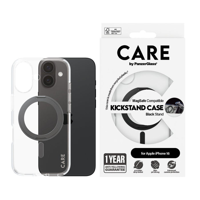 EAN 5715685003868 - PanzerGlass CARE™ by ® Case Transparent w. Black Kickstand & MagSafe iPhone 16 funda para teléfono móvil  imagen 2
