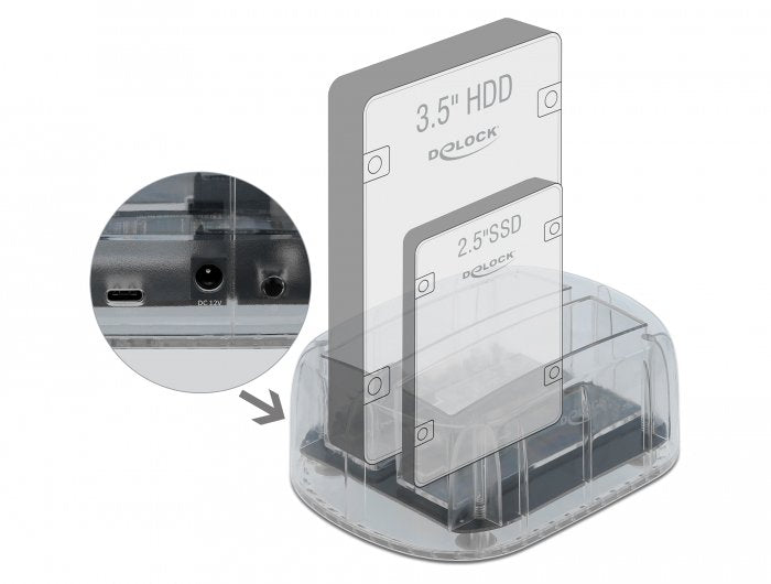EAN 4043619640904 - DeLOCK 64090 base de conexión para disco duro USB 3.2 Gen 1 (3.1 Gen 1) Type-C Transparente imagen 1