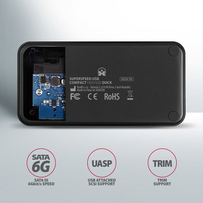 EAN 8595247905383 - Axagon ADSA-SN base de conexión para disco duro USB 3.2 Gen 1 (3.1 Gen 1) Type-A Negro imagen 7