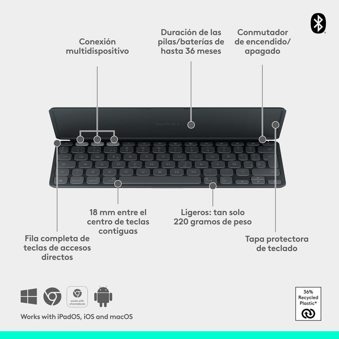 EAN 5099206126039 - Logitech 920-013010 teclado para móvil Español Bluetooth Grafito imagen 6