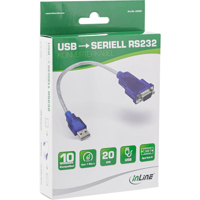 EAN 4043718014705 - InLine 33304 cambiador de género para cable USB Type-A DB-9 Azul, Transparente imagen 2