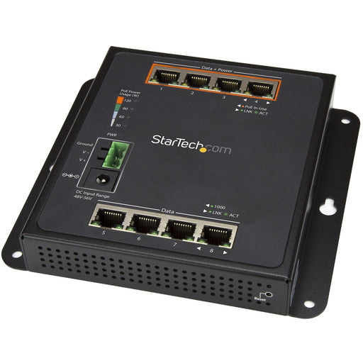 EAN 65030871112 - StarTech.com IES81GPOEW switch Gigabit Ethernet (10/100/1000) Energía sobre Ethernet (PoE) Negro imagen 1