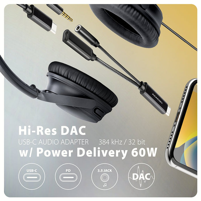 EAN 8595247908759 - Axagon ADA-HCPD cable de audio 0,1 m USB-C, 3.5 mm USB-C Negro imagen 2