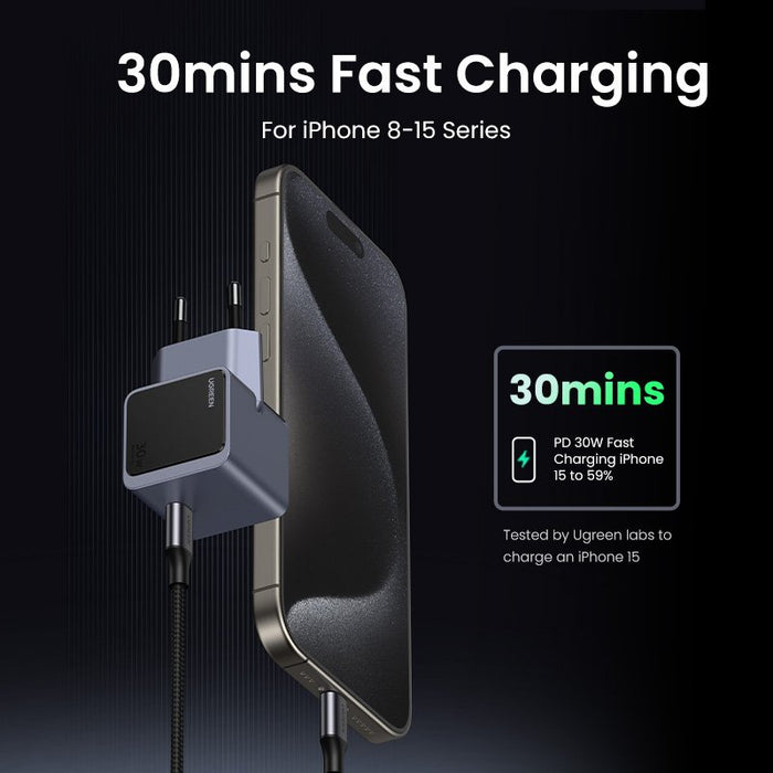 EAN 6941876230419 - Ugreen Nexode S 30W USB-C GaN Fast Charger EU gray Teléfono móvil, Batería portátil, Teléfono Gris Corrie imagen 2