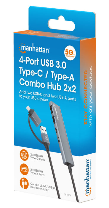 EAN 766623181075 - Manhattan 181075 hub de interfaz USB 3.2 Gen 1 (3.1 Gen 1) Type-A + Type-C 5000 Mbit/s Gris imagen 7