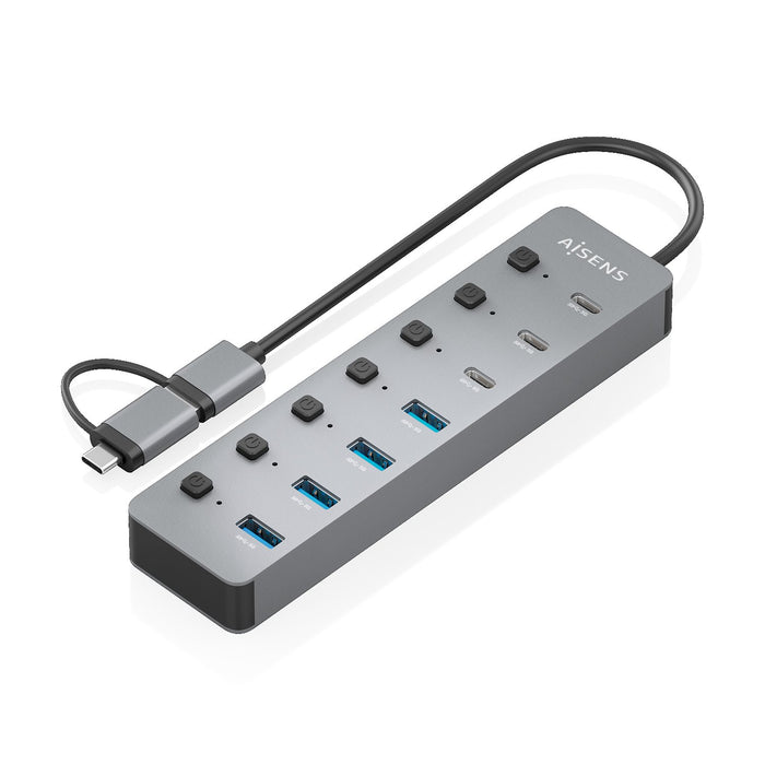 EAN 8435739905074 - AISENS ASUC-8P043-GR hub de interfaz USB 3.2 Gen 1 (3.1 Gen 1) Type-A 5000 Mbit/s imagen 2