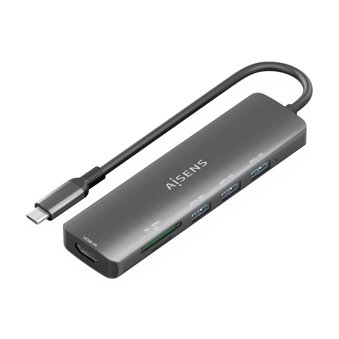 EAN 8435739903131 - AISENS ASUC-6P024-GR base para portátil y replicador de puertos Alámbrico USB 3.2 Gen 1 (3.1 Gen 1) Type- imagen 1