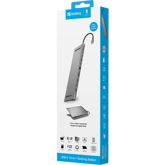 EAN 5705730136313 - Sandberg 136-31 base para portátil y replicador de puertos Alámbrico USB 3.2 Gen 1 (3.1 Gen 1) Type-C Alu imagen 4