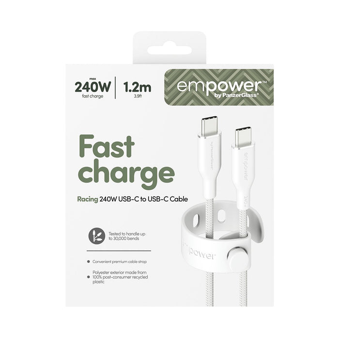 EAN 5715685027666 - PanzerGlass empower™ by ® Racing 240W USB-C to USB-C Cable | USB 2.0 | 1.2M | Silver White cable USB Blan imagen 3
