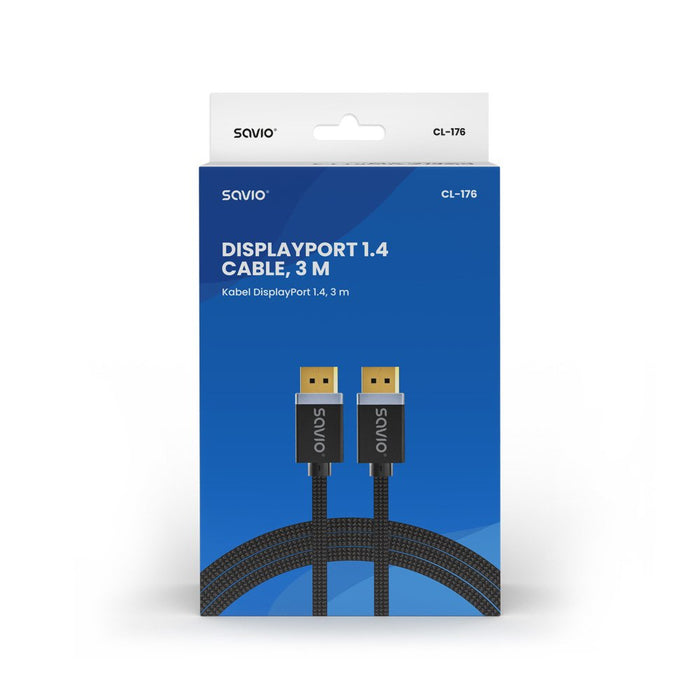 EAN 5901986048220 - Savio CL-176 cable DisplayPort 3 m Negro imagen 2
