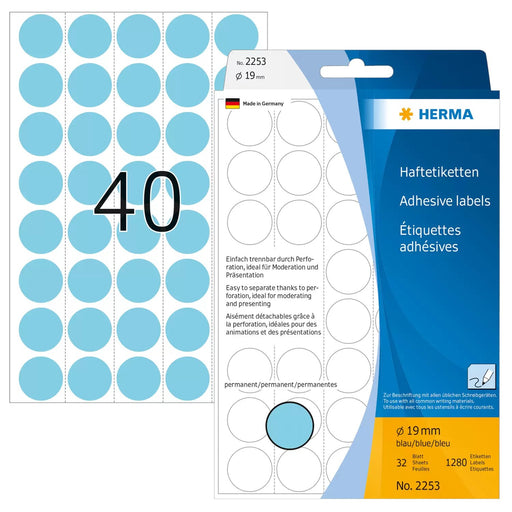 EAN 4008705022538 - HERMA 2253 etiqueta autoadhesiva Círculo Azul 1280 pieza(s) imagen 1