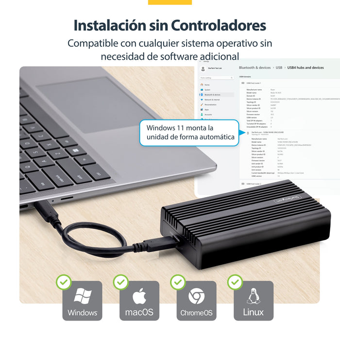 EAN 0065030907248 - StarTech.com 1USB4-NVME-ENCLOSURE caja para disco duro externo Caja externa para unidad de estado sólido  imagen 11