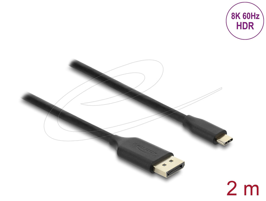 EAN 4043619801657 - DeLOCK 80165 adaptador de cable de vídeo 2 m USB Tipo C DisplayPort Negro imagen 2