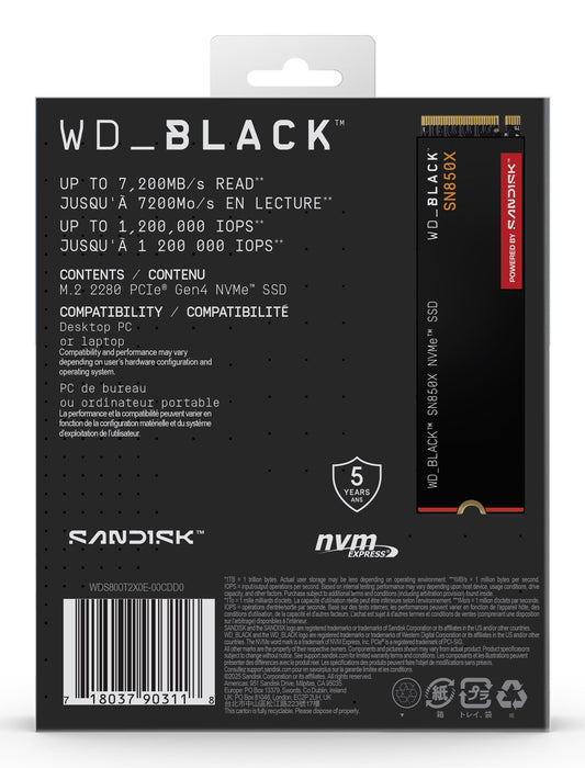 EAN 0718037903118 - SanDisk Black WD_BLACK SN850X NVMe 8 TB M.2 PCI Express 4.0 imagen 8
