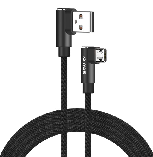 EAN 5901986047162 - Savio CL-161 dwustronny kabel USB- micro USB, 1m, ktowy, oplot cable USB USB 2.0 USB A Micro-USB A Negro imagen 1