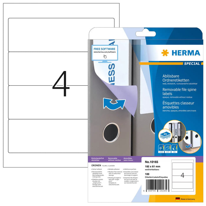 EAN 4008705101653 - HERMA 10165 etiqueta de impresora Blanco Etiqueta para impresora autoadhesiva imagen 1