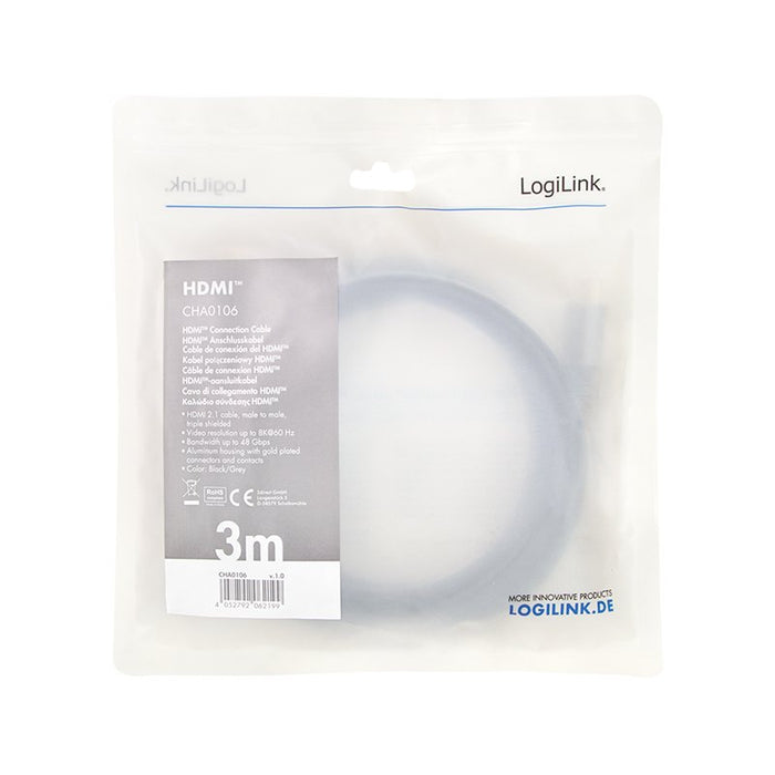 EAN 4052792062199 - LogiLink CHA0106 cable HDMI 3 m HDMI tipo A (Estándar) Negro, Gris imagen 3