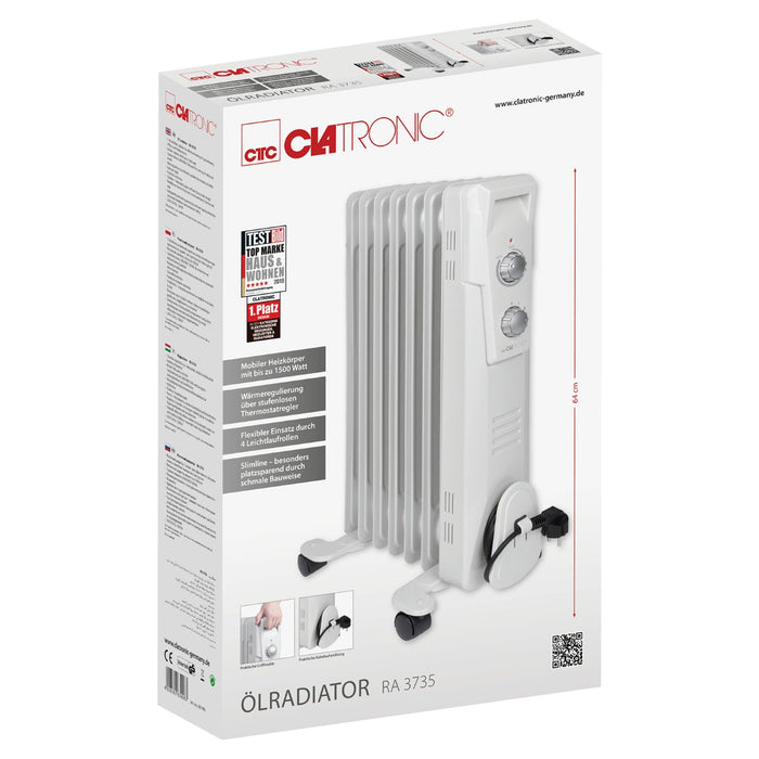 EAN 4006160639063 - Clatronic RA 3735 Interior Blanco 1500 W Radiador de aceite eléctrico imagen 3