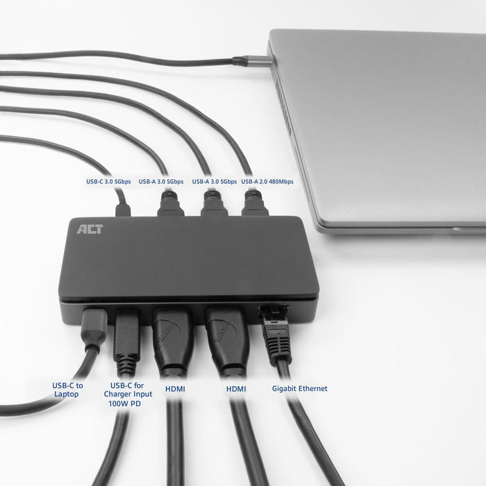 EAN 8716065557107 - ACT AC7093 base para portátil y replicador de puertos Alámbrico USB 3.2 Gen 1 (3.1 Gen 1) Type-C Negro, G imagen 7