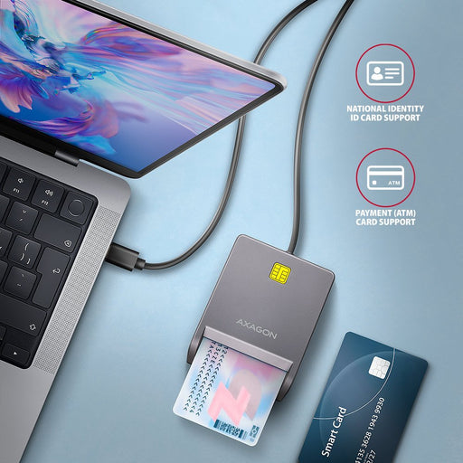 EAN 8595247908841 - Axagon CRE-SM3TC lector de tarjeta inteligente USB 2.0 Type-C Gris imagen 2