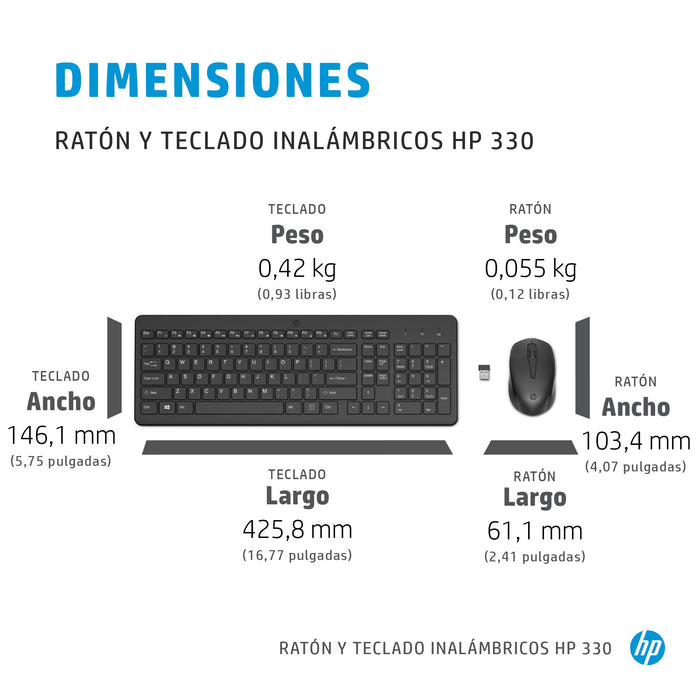 EAN 0195161923739 - HP 300 Wireless Mouse and Keyboard Combination teclado Ratón incluido Universal RF inalámbrico Negro imagen 2