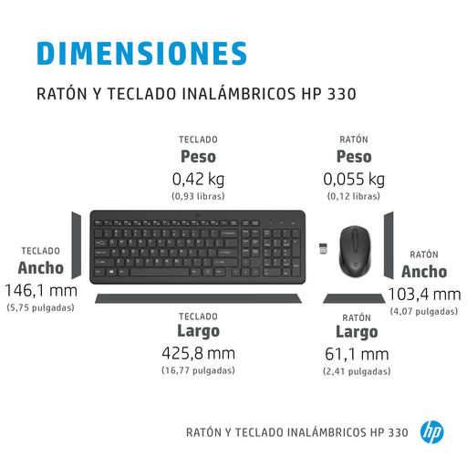 EAN 197029648846 - HP 300 Wireless Mouse and Keyboard Combination teclado Ratón incluido Universal RF inalámbrico Negro imagen 2