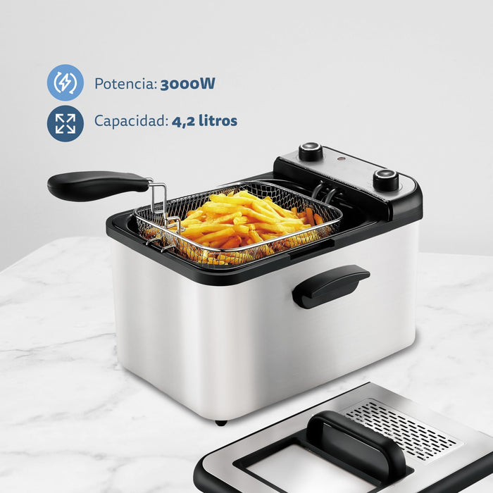 EAN 8426156016894 - Grunkel MAXIFRYPRO freidora Sencillo 4,2 L Independiente 3000 W Acero inoxidable imagen 3