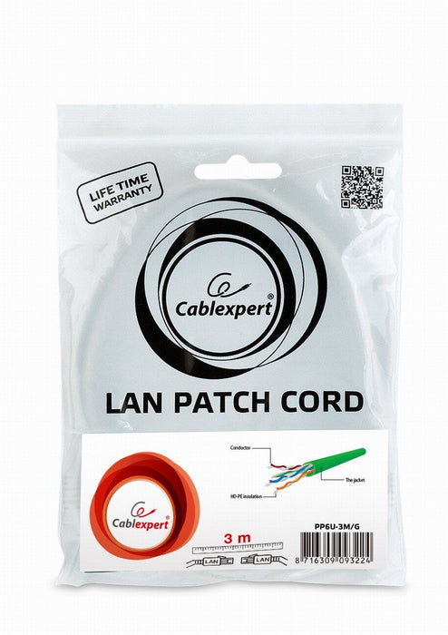 EAN 8716309093224 - Gembird PP6U-3M cable de red Verde Cat6 U/UTP (UTP) imagen 4