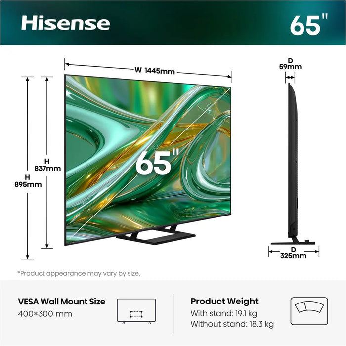 EAN 6942351434773 - Hisense 65E8S 165,1 cm (65") 4K Ultra HD Smart TV Wifi Negro imagen 3