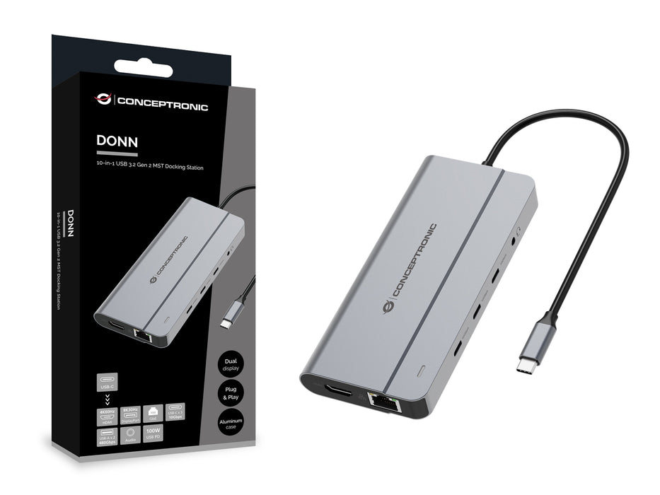 EAN 4015867243992 - Conceptronic DONN34G base para portátil y replicador de puertos Alámbrico USB 3.2 Gen 2 (3.1 Gen 2) Type- imagen 3